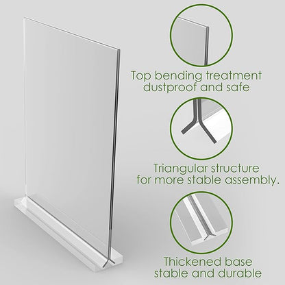 newnewshow Acrylic Sign Holder 5.5x8.5 Inch 3 Pack Vertical T Shape - Image 6