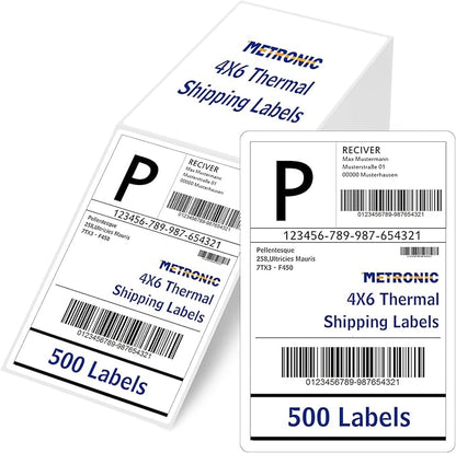 METRONIC Shipping Labels 4x6 500 PCS Fanfold Direct Thermal Labels, Perforated by METRONIC