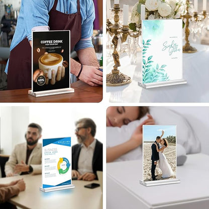 Acrylic Sign Holder 4x6, 24 Pack Clear Table Menu Vertical Clear Table Double - Image 7