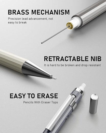 Nicpro 37PCS Art Mechanical Pencil Set, Metal Drafting Pencils 0.5 mm, 0.7 mm - Image 5