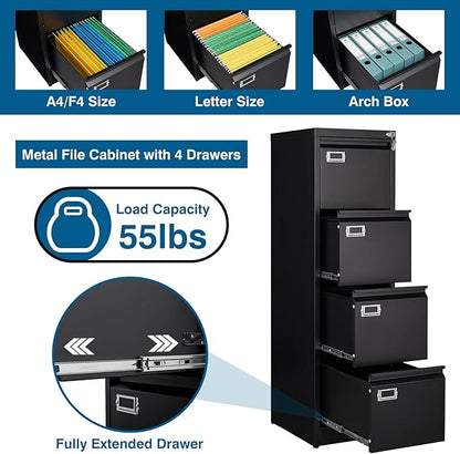 PEUKC 4 Drawer File Cabinet, Vertical Filing Cabinets - Image 4