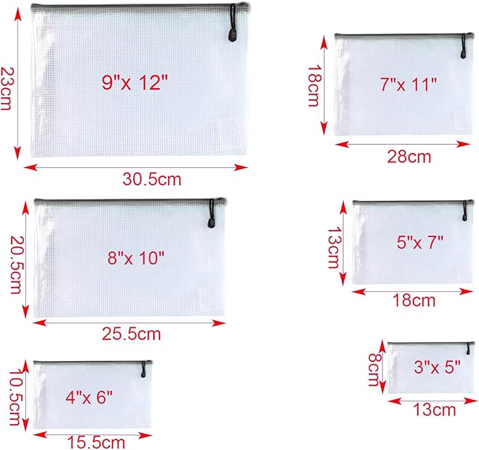 Oaimyy-11 x 14"-18 Pcs-Plastic Mesh Zipper Pouch Document Folders Bag Zip File - Image 3