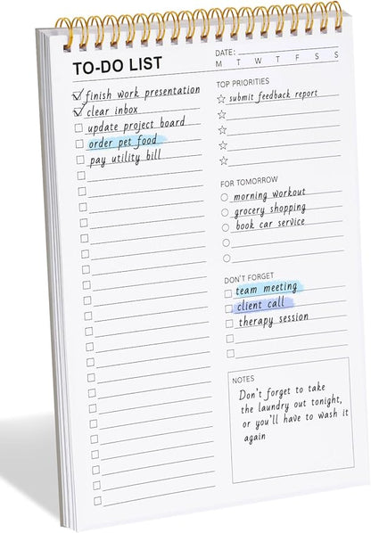 To Do List Notepad for Work, Productivity & Goal Setting, Undated Spiral Daily by LIONSOULDISCOUNT