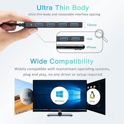 VIENON USB C Hub with 4 USB 3.0 Female Ports, USB C Splitter USB Extender - Image 8