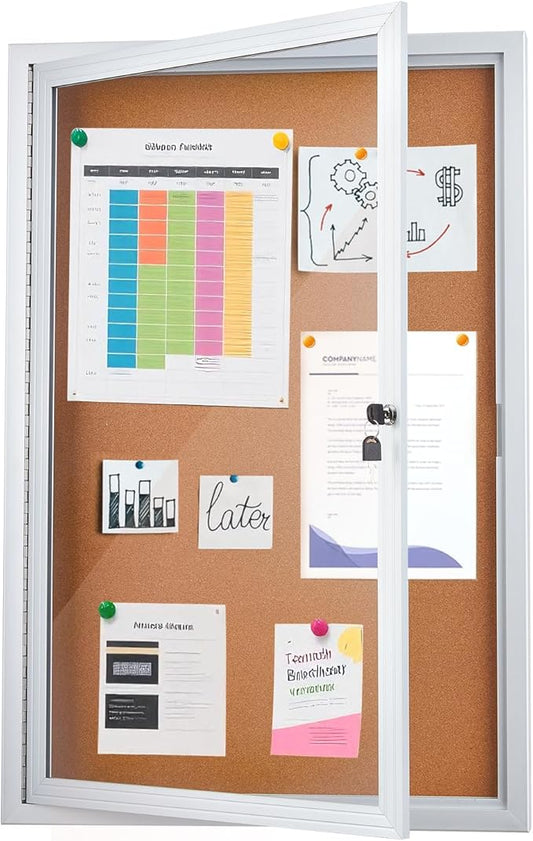 Homezelle Enclosed Cork Bulletin Board 36"x24" Outdoor Weatherproof Cork by Homezelle