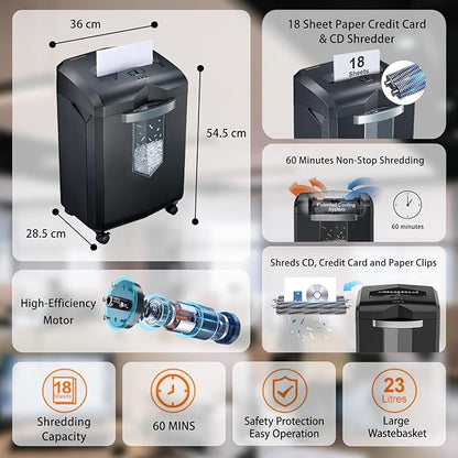 bonsaii 18 Sheet Heavy Duty Cross-Cut Paper and Credit Card Shredder, 6 Gallon - Image 2