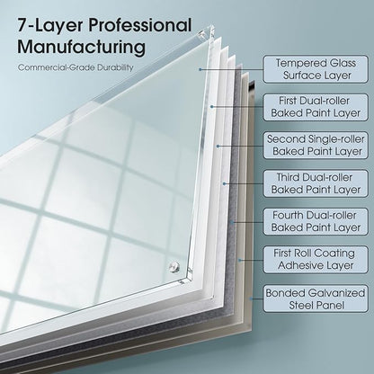 MaxGear Glass Whiteboard Wall Mounted, Frameless Magnetic Dry Erase Board - Image 9