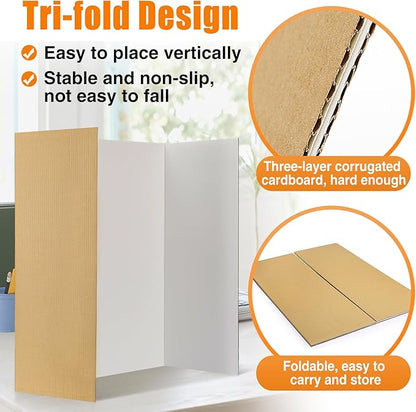 8 PCS Trifold Poster Board- Extra Large 48" x 36" Tri Fold Display Board Hard & - Image 4