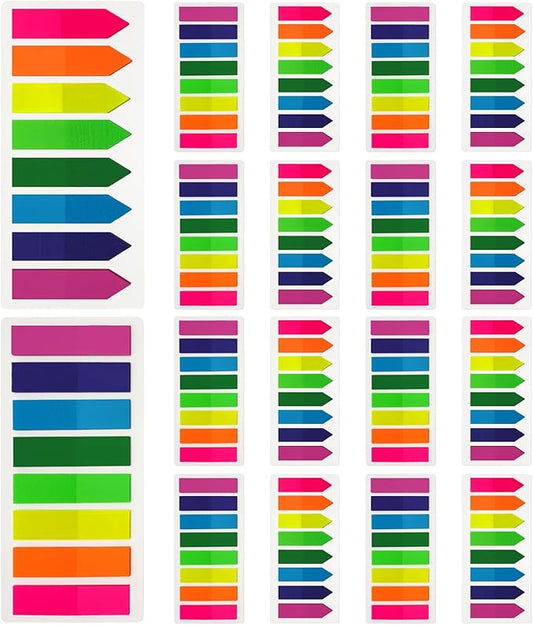 KICNIC Page Markers Colored Sticky Tabs 3200 Pcs, Translucent Arrow Flags by KICNIC