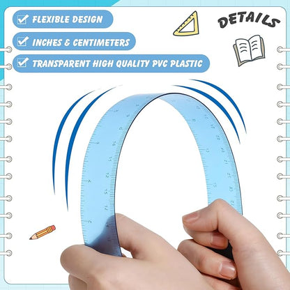 ForraFun 120 Pcs 12 Inch Plastic Ruler Bulk Colorful Transparent Ruler - Image 3