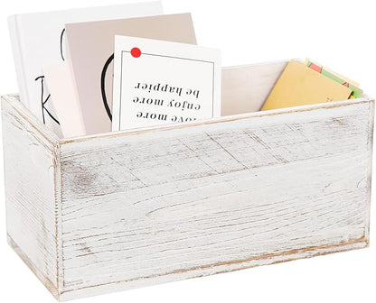 ExoLiry Rustic White Washed Wood Mail Box Storage Holder File Organizer by EXOLIRY
