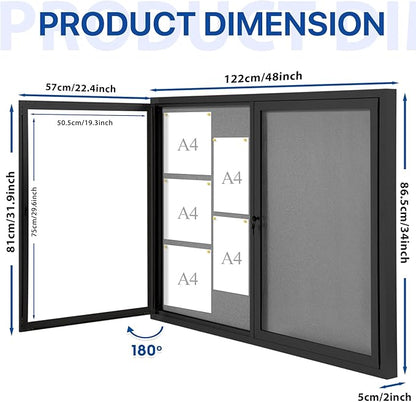SWANCROWN Enclosed Bulletin Board 48x36in, Outdoor Bulletin Board Weatherproof - Image 2
