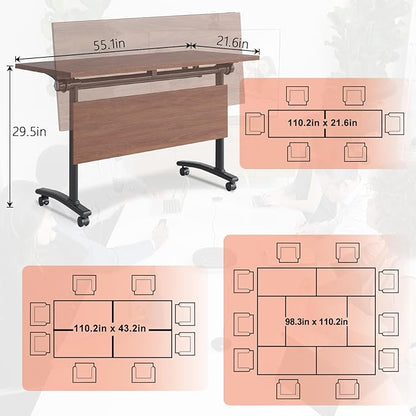 JEHUJD Conference Table, 55.1''Folding Conference Room Table - Image 2