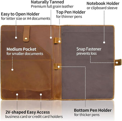 Jack&Chris Leather Portfolio, A4 Document Folder Legal Pad Padfolio, - Image 3