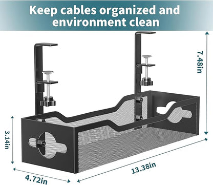 Under Desk Cable Management Tray No Drill, Metal Mesh Cable Management Under - Image 7
