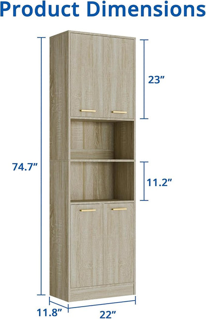 Cozy Castle Kitchen Pantry Cabinet, 4 Doors Open Countertop Utility Hutch - Image 2