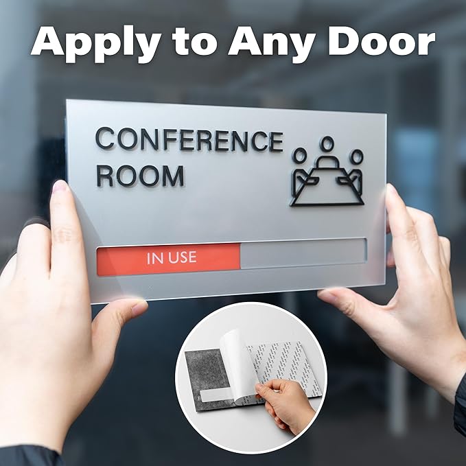 Conference Room Door Signs for Office, Meeting In Progress Door Sign, In Use - Image 5