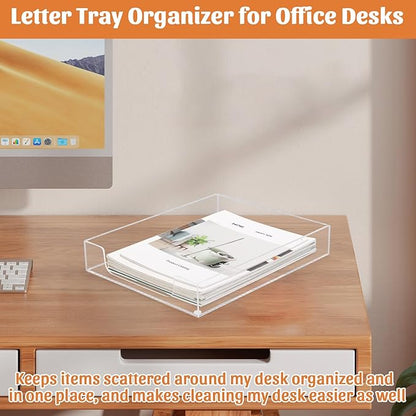 AZFUNN Acrylic Letter-Size Tray, Sturdy Heavy-Duty Clear Printer Paper Tray - Image 4