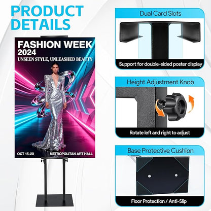 Noliven 4 PCS Adjustable Poster Stand, Double-Sided Freestanding Pedestal Sign - Image 4