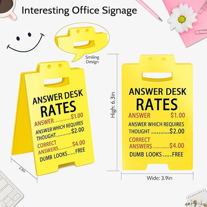 Smilelife Funny Office Cubicle Decor Answer Desk Rates Desk Sign Team Office - Image 2