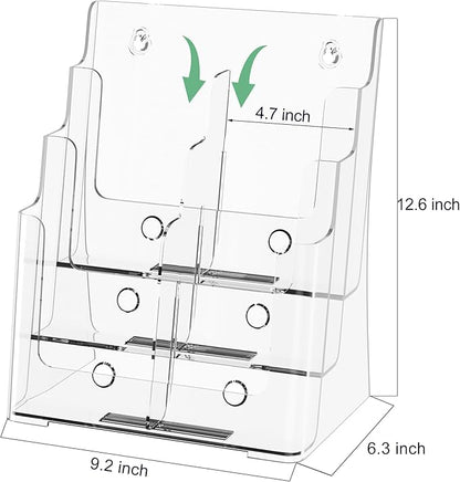 zavekia 2 Pack 3 Tier Acrylic Brochure Holder 8.5 x 11 inch, Magazine Holder - Image 3