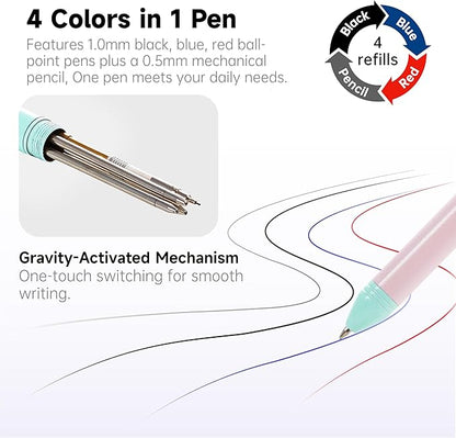 Shuttle Art 4 in 1 Multicolor Pen, 2 Pack Retractable Ballpoint Pens - Image 3