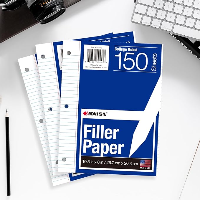 Kaisa Filler Paper Notebook Paper College Ruled 8"x10.5" Loose Leaf Paper - Image 6