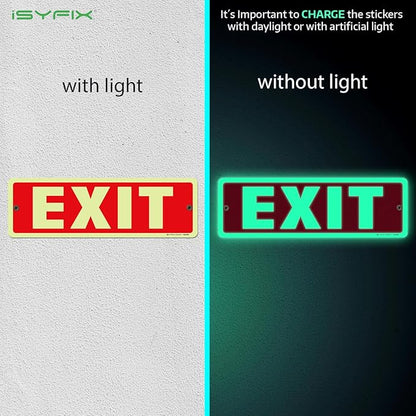 iSYFIX Exit Glow in the Dark Sign Aluminum – 2 Pack 12x4 Inch – Photoluminiscent - Image 2