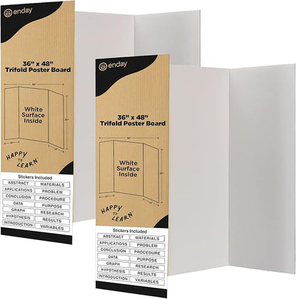 White Trifold Presentation Board 36" x 48" Self-Adhesive Science Subtitles by ENDAY