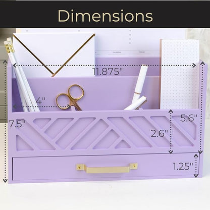 BLU MONACO Purple Mail Organizer Countertop | Wooden Desk Storage - Image 6