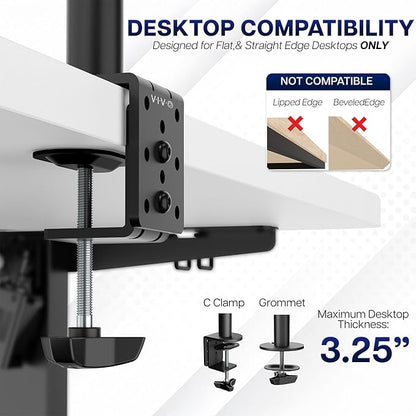 VIVO Dual Monitor Desk Mount, Heavy Duty Fully Adjustable Stand, Fits 2 LCD LED - Image 6