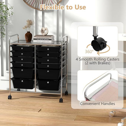 HAPPYGRILL Happygrill 12-Drawer Rolling Storage Cart, Utility Cart - Image 4