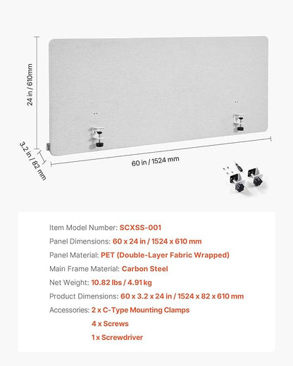 VEVOR Desk Divider Privacy Panel, PET Cubicle Partition Panel, Workstation - Image 7