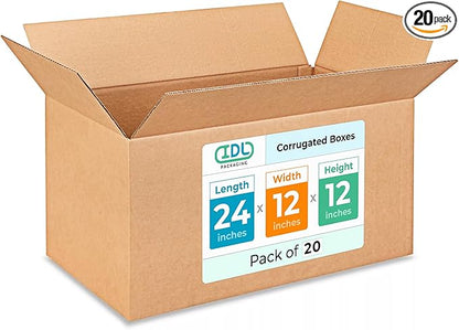 Large Shipping & Moving Boxes 24"L x 12"W x 12"H by IDLPackaging