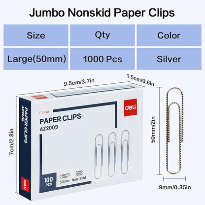 Deli Jumbo Paper Clips Nonskid, 1000 Large Paper Clips, 10 Boxes of 100 Each - Image 2