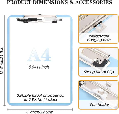 TFDLCG zm Clipboard with Pen Holder, Standard Letter Size A4, Thickened Clip - Image 3
