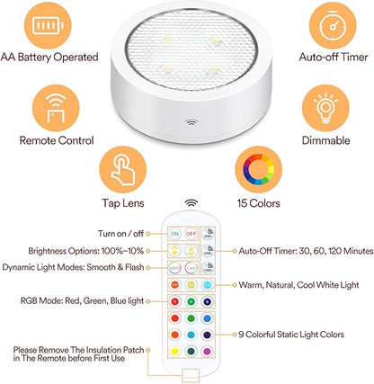 TECOMLIGHT Puck Lights with Remote Control, Battery Powered Wireless LED Under - Image 2