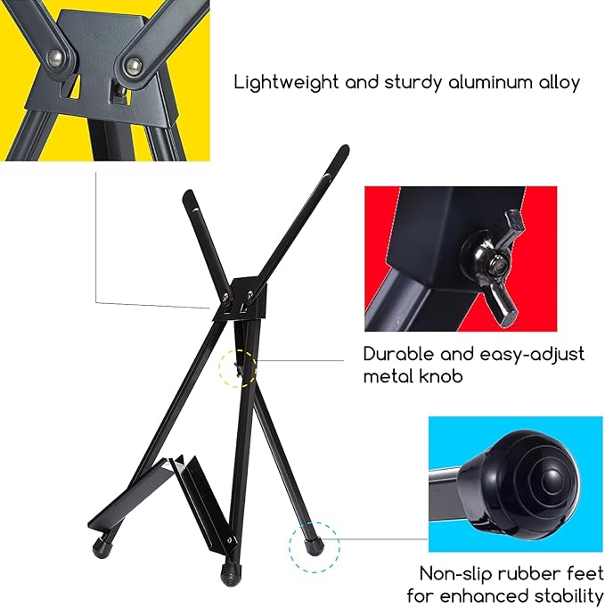 MEEDEN 10 Pcs Artist Tabletop Display Easel, Aluminum Tripod Easel - Image 3