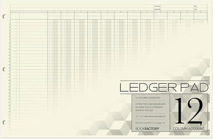 BookFactory Ledger Pad/Large 12 Column Accounting Ledger Columnar Pads by BookFactory