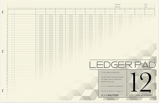 BookFactory Ledger Pad/Large 12 Column Accounting Ledger Columnar Pads by BookFactory