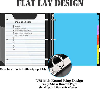 INFUN Telescoping 3 Ring Binder -4PCS-Black, Flexible Round Binder - Image 4