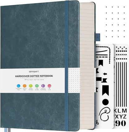 OFFIGIFT Dotted Journal Notebook, 312 Numbered Pages Large B5 Hardcover Leather by OFFIGIFT