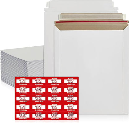 100 Pack Rigid Mailers 9x12 inches – Self Adhesive White Photo Mailers Large– by FLEXTRIBE