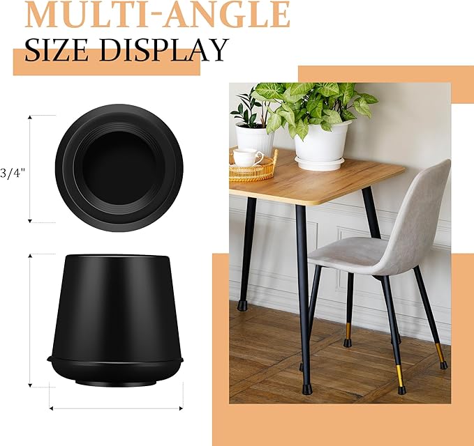 3/4" Round Rubber Chair Leg Tips Caps, Chair Leg Floor Protectors, Non-Slip - Image 2