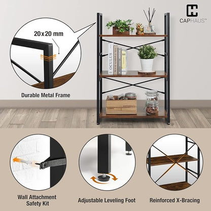 CAPHAUS 2 Tier Small Bookshelf, 24 Inch Width Free Standing Shelf, Bookcase - Image 5