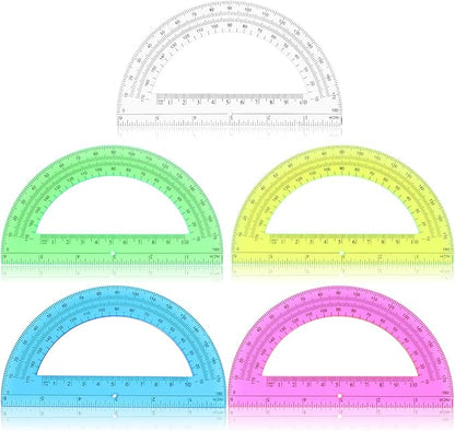100 Pieces Protractors Bulk Plastic 180 Degrees 6 Inch Translucent Protractors - Image 2