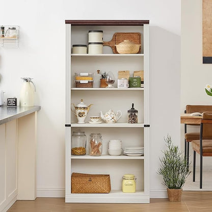 RWYHG 70" White Tall Bookshelf Set of 2, 5-Tier Thick Wooden Book Shelf - Image 9