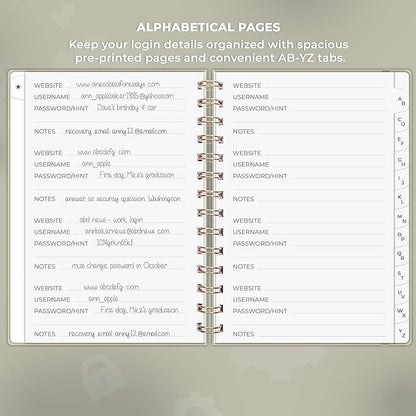 Clever Fox Password Book Spiral – Internet Address & Password Organizer - Image 3