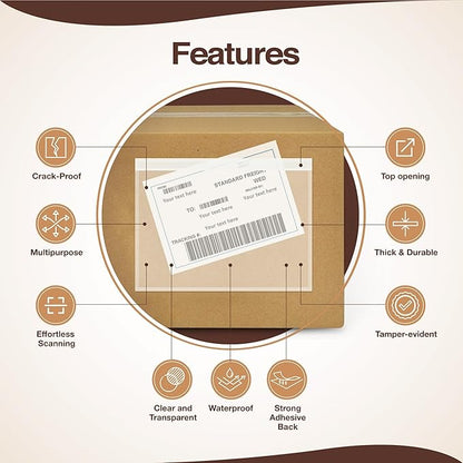 7"x10" Shipping Label Sleeves 100 Pack- 3.12 Mil Thick Strong Adhesive Back - Image 3
