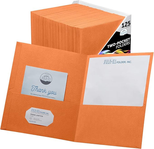 FILE-EZ Two-Pocket Folders, Textured Paper, Letter Size by FILE-EZ
